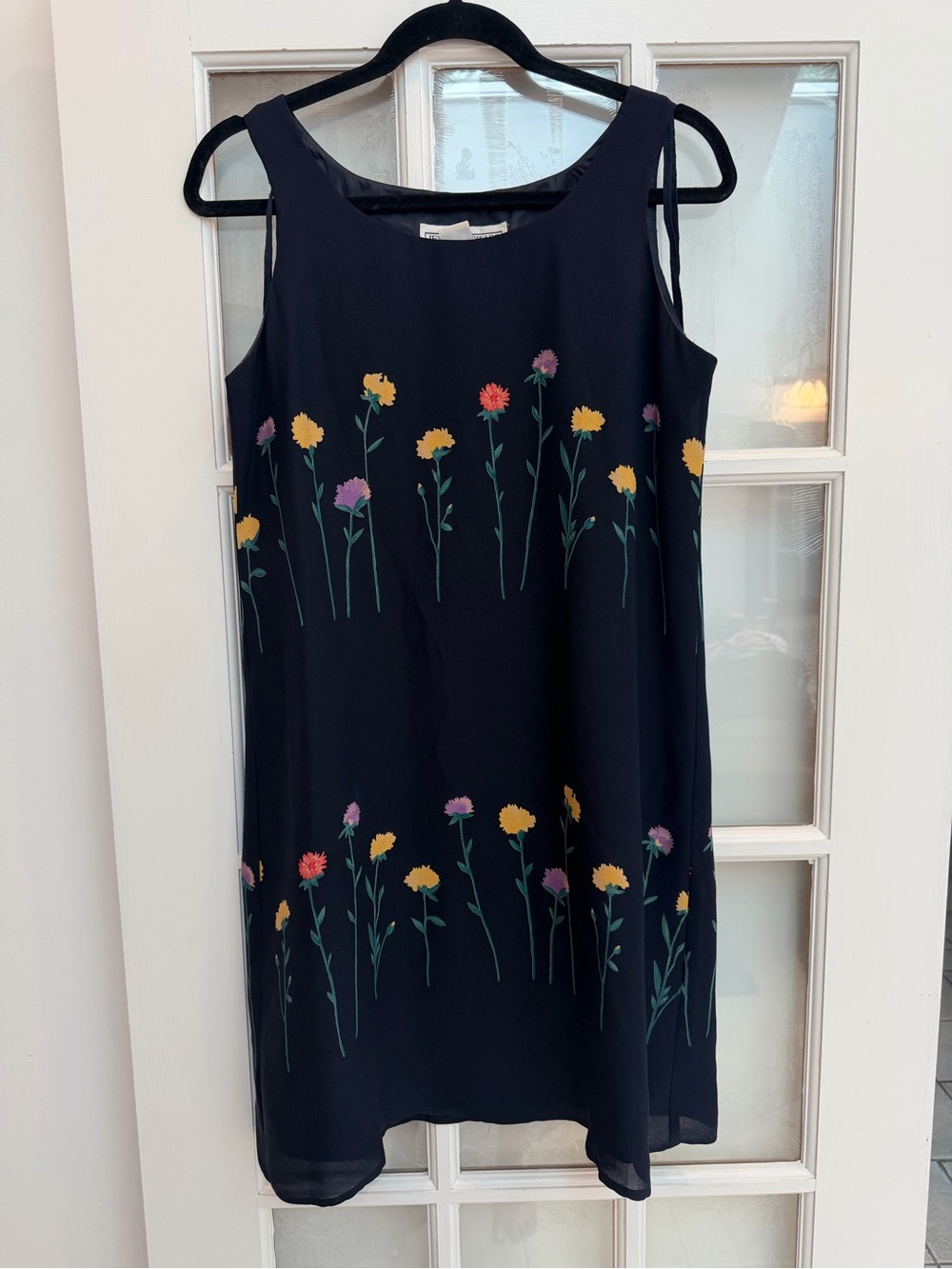 Vintage Jessica Howard Y2K Silk Shift Dress Yellow Pink Floral Garden Size 8 M